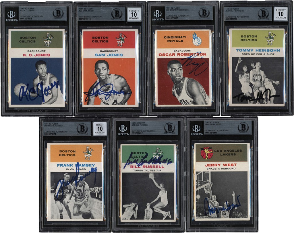 - 1961-62 Fleer Basketball Signed Hall of Famers BGS Auth. Collection w/Bill Russell & Oscar Robertson Rookie (7)