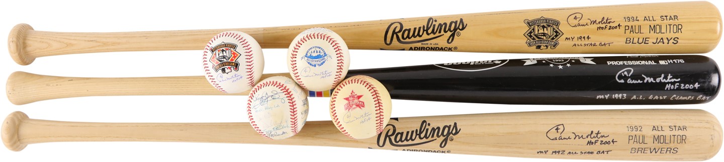 - Paul Molitor Signed Presentational Bats and Baseballs (7)