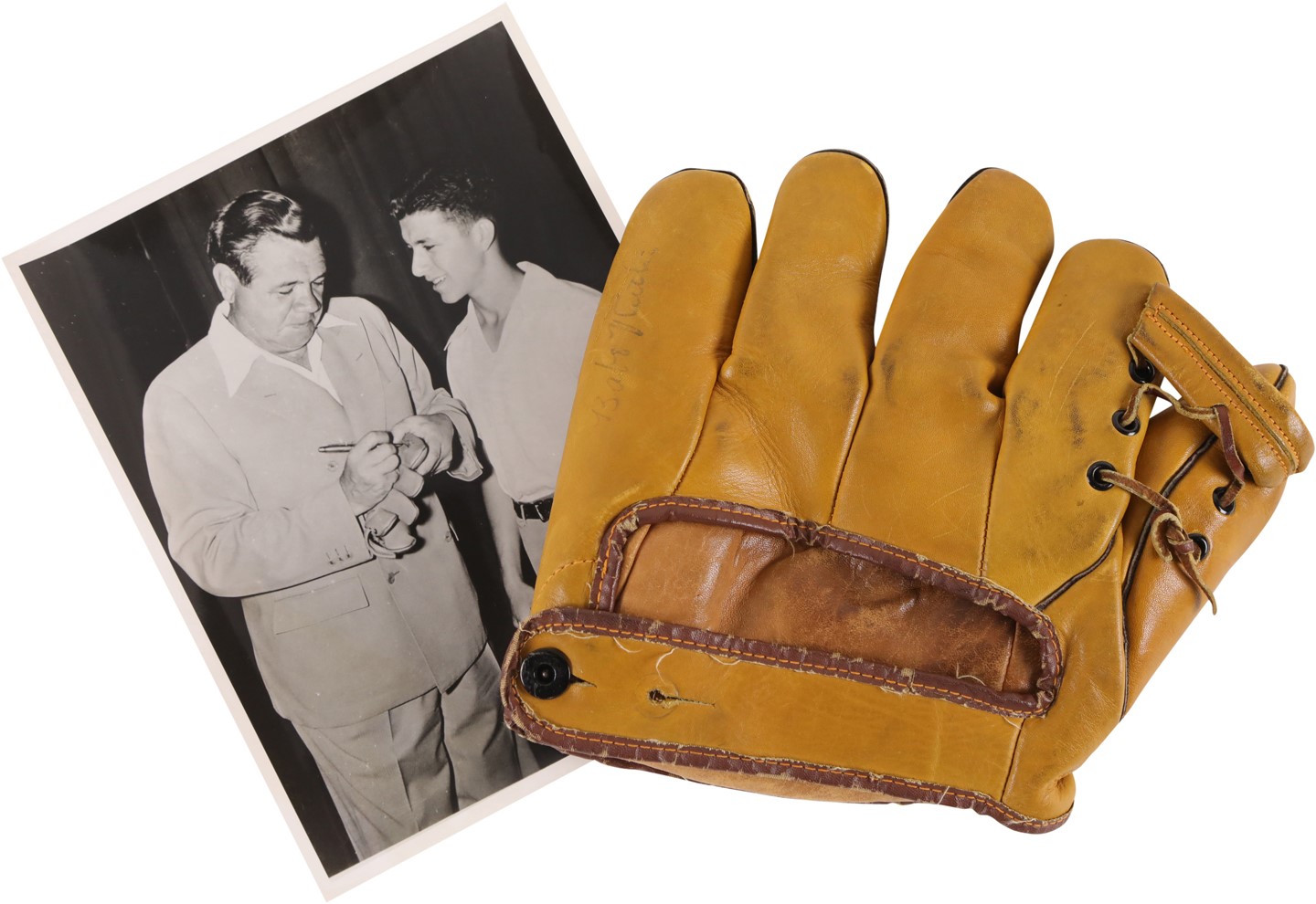 - Babe Ruth Autographed Glove w/Photo Documentation of Signing (PSA & JSA)