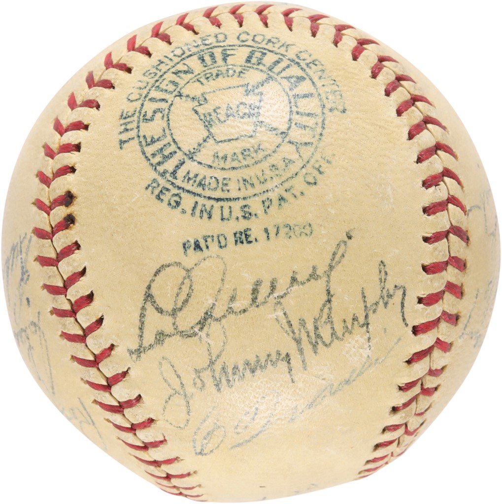 - 1938 American League All Stars Team Signed Baseball w/Gehrig & DiMaggio (PSA)