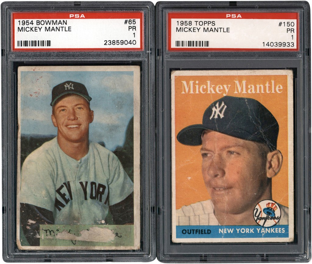 - 1954-1969 Topps & Bowman Mickey Mantle Baseball Card Collection (15) W/ PSA