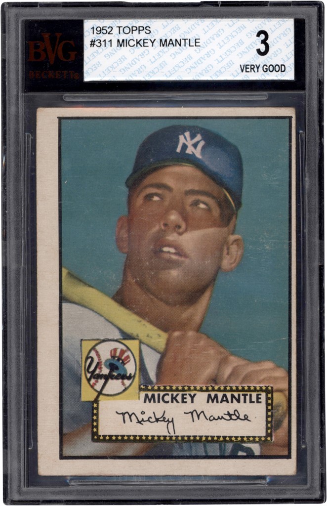 - 1952 Topps #311 Mickey Mantle Rookie Card BVG 3