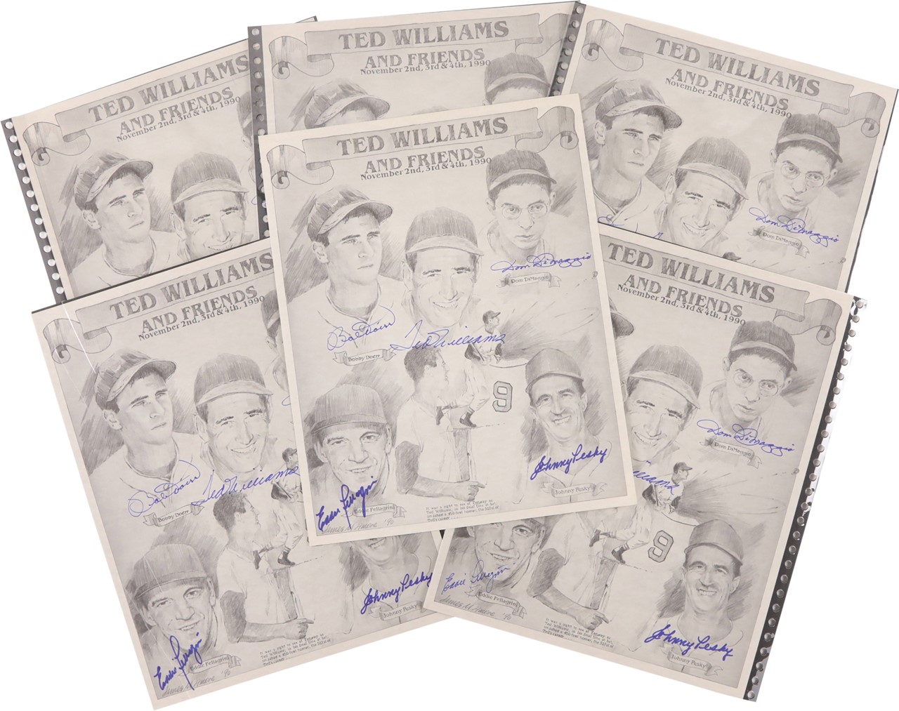 - 1990 "Ted Williams and Friends" Signed Print Collection (11)