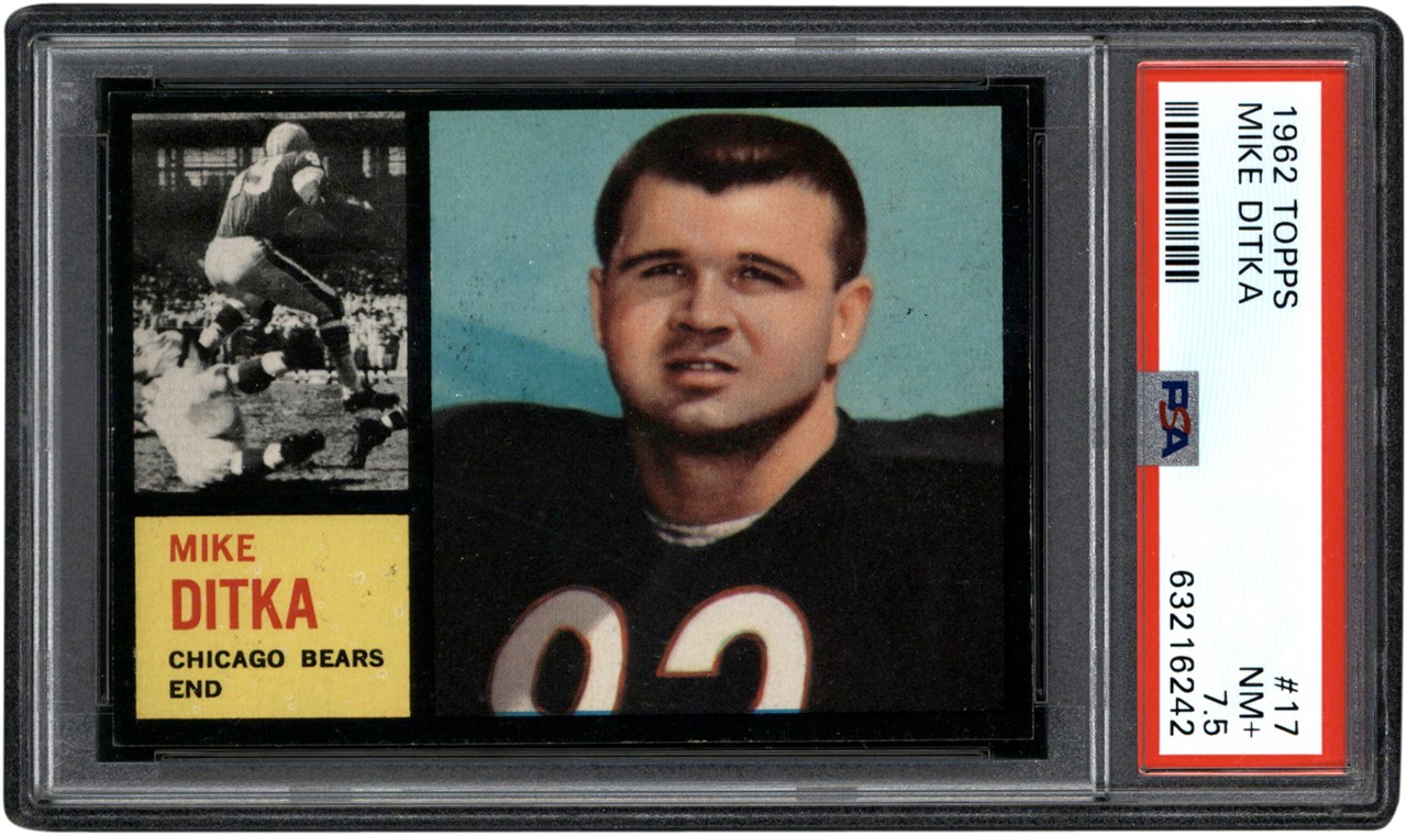 - 1962 Topps Football #17 Mike Ditka Rookie Card PSA NM+ 7.5