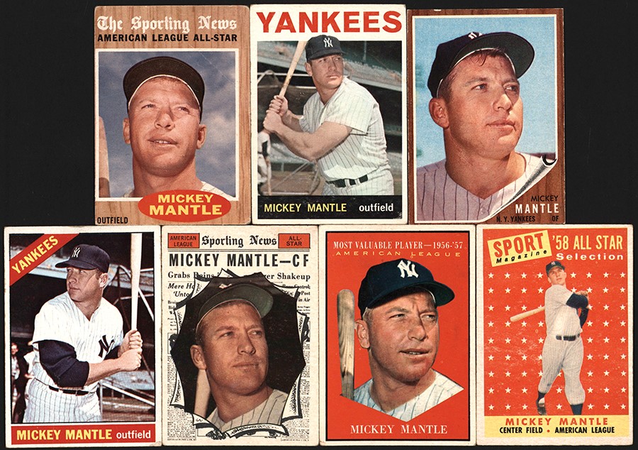 - 1958-1966 Topps Baseball Mickey Mantle Card Collection (7)