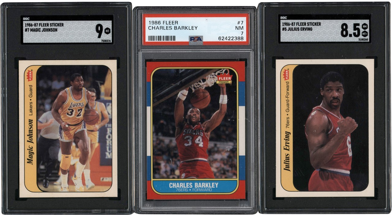 1986 Fleer Basketball Near Complete Set with Stickers (141/143) w/SGC & PSA Graded