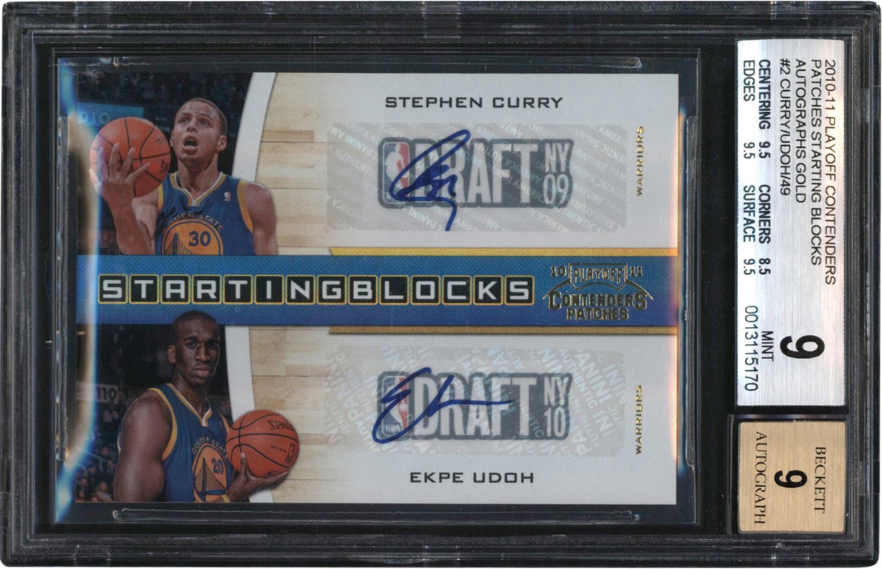 Modern Sports Cards - 2010-11 Playoff Contenders Patches Starting Blocks Autographs Gold #2 Curry/Udoh 05/49 BGS MINT 9 - Auto 9