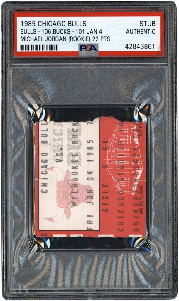 Tickets, Publications & Pins - 1/4/85 Michael Jordan Rookie Chicago Bulls Ticket Stub PSA Authentic (Pop 2 - One Higher)