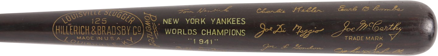 - 1941 New York Yankees World Champions Presentational Black Bat