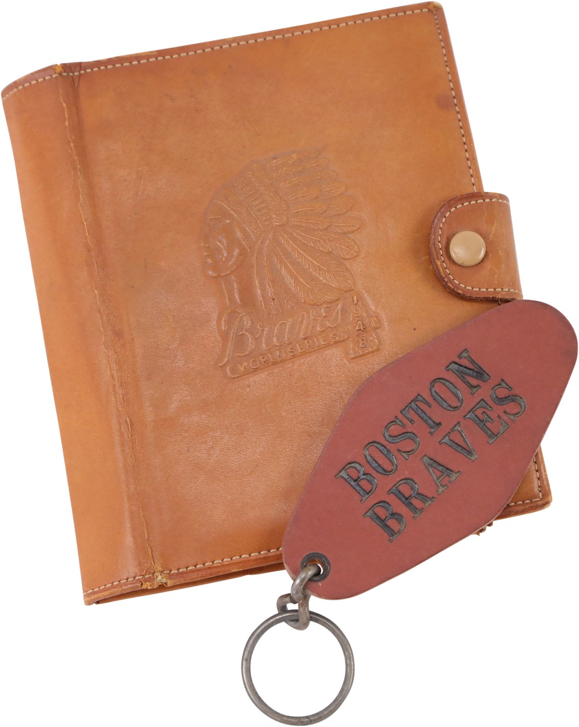 - 1948 Boston Braves Leather Wallet and Locker Roon Key Chain