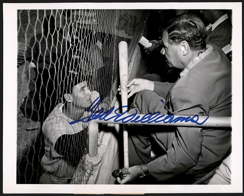 Vintage Sports Photographs - Ted Williams Signed Original Photo - The Babe Examines His Bat - PSA Type I
