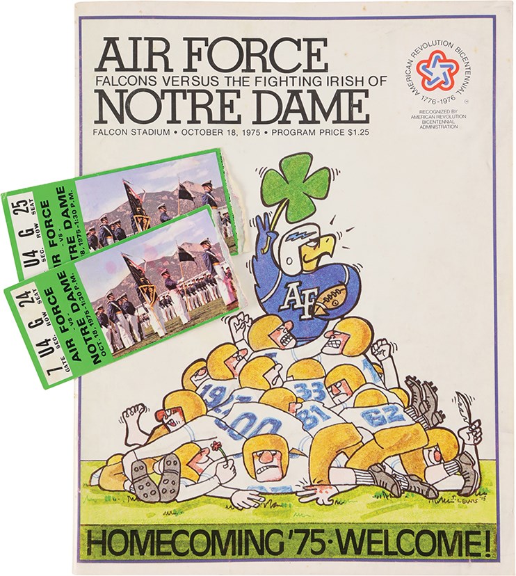 - 10/18/75 Notre Dame vs. Air Force Program & Ticket Stubs