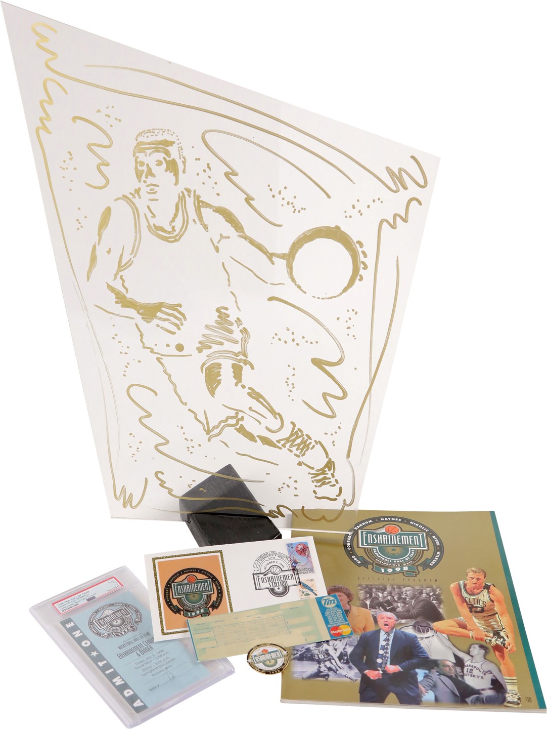 - 1988 Larry Bird HOF Induction Dinner Package with Rare Centerpiece
