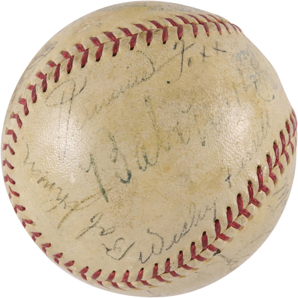 - 1934 American League All Star Team-Signed Baseball w/Babe Ruth & Lou Gehrig (PSA)
