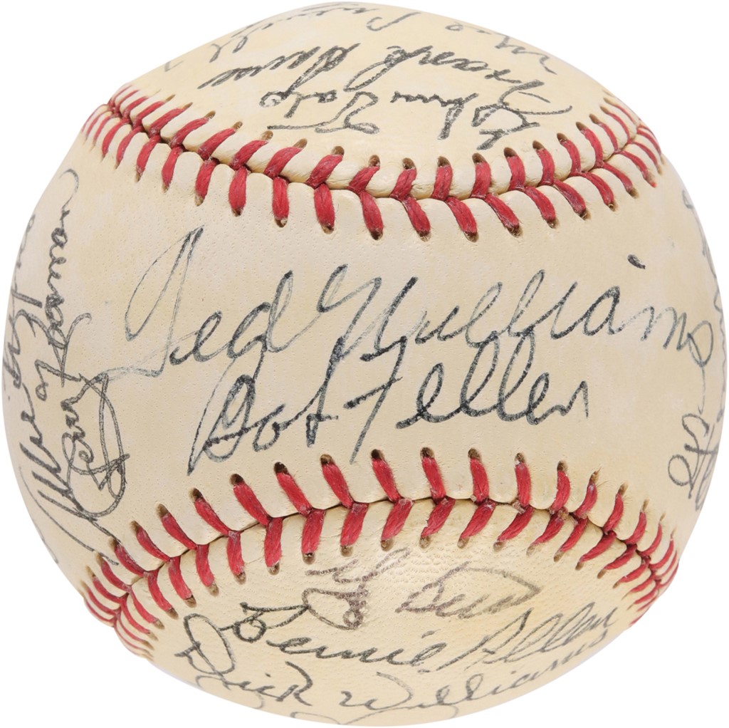 - High Grade 1950s-60s All-Star Team Signed Baseball w/Mantle & Williams (JSA)