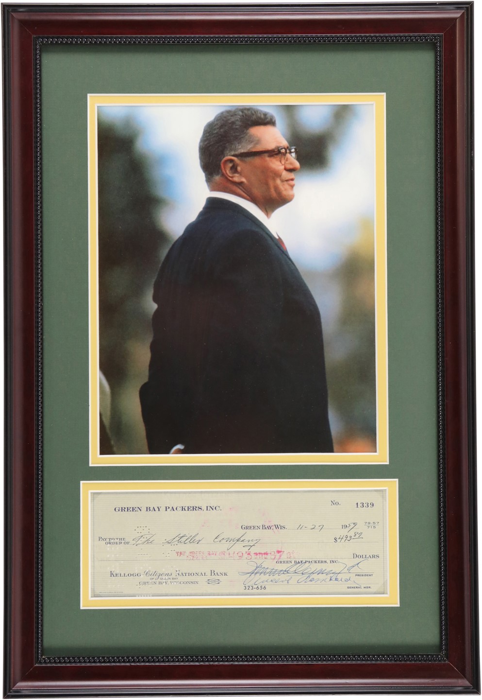 - 1959 Vince Lombardi Signed Green Bay Packers Check (PSA)
