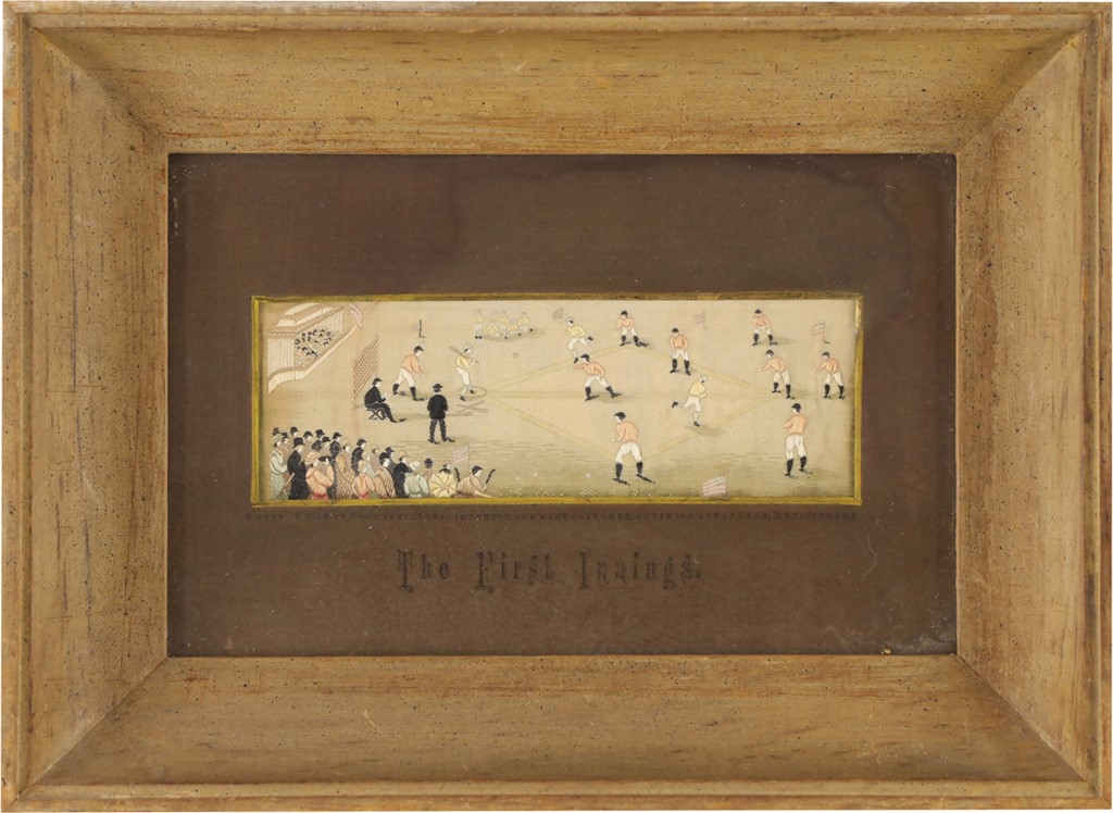 - 19th Century "The First Innings" Baseball Stevensgraph