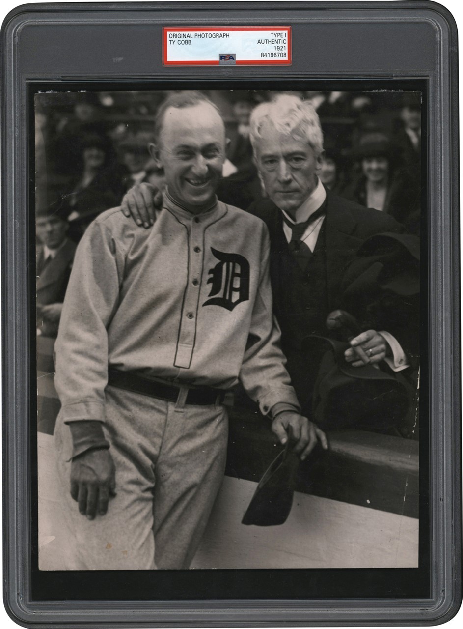 Vintage Sports Photographs - 1921 Ty Cobb and Kenesaw Landis Original Photograph - First Meeting Between the Two! (PSA Type I)