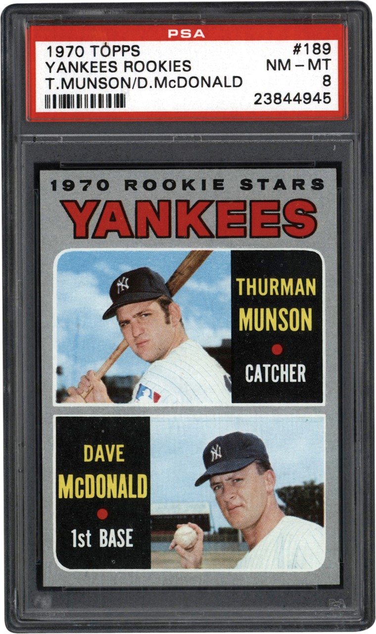 - 1970 Topps Baseball #189 Thurman Munson Rookie Card PSA NM-MT 8