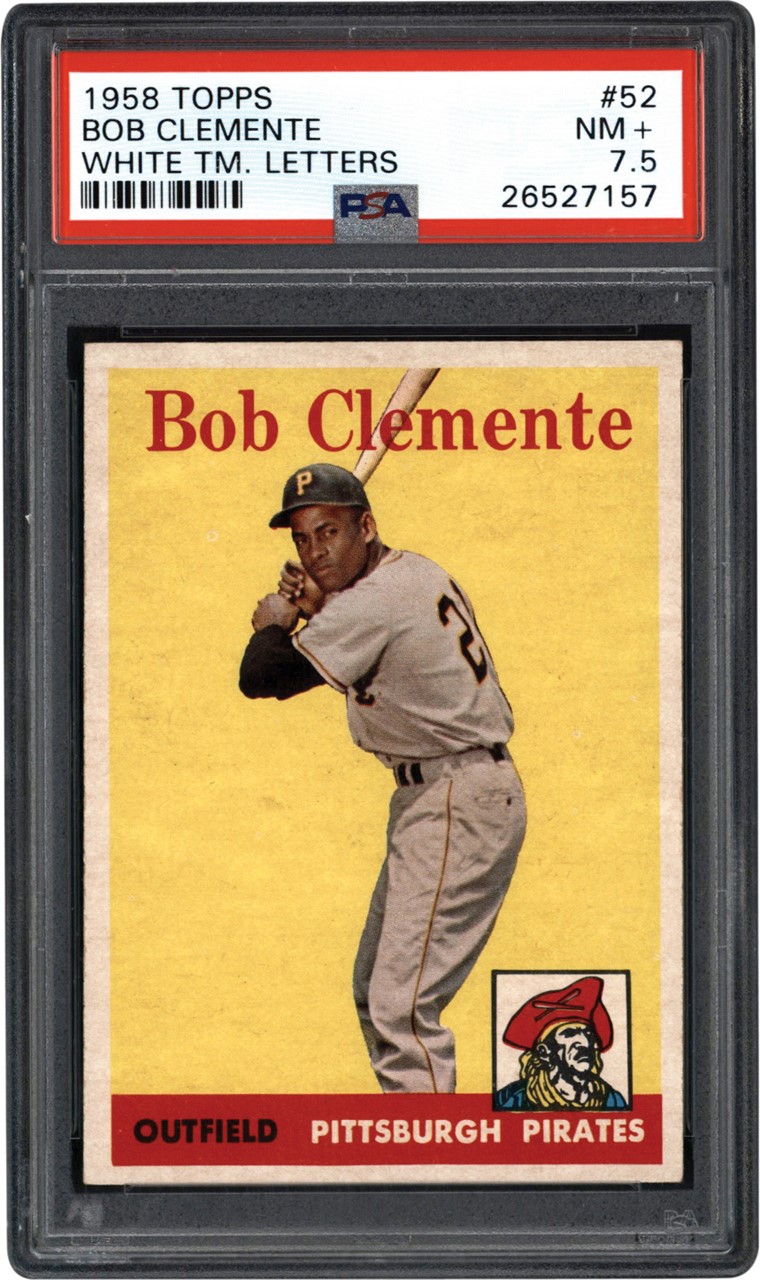 - 1958 Topps Baseball #52 Roberto Clemente White Team Letters Card PSA NM+ 7.5