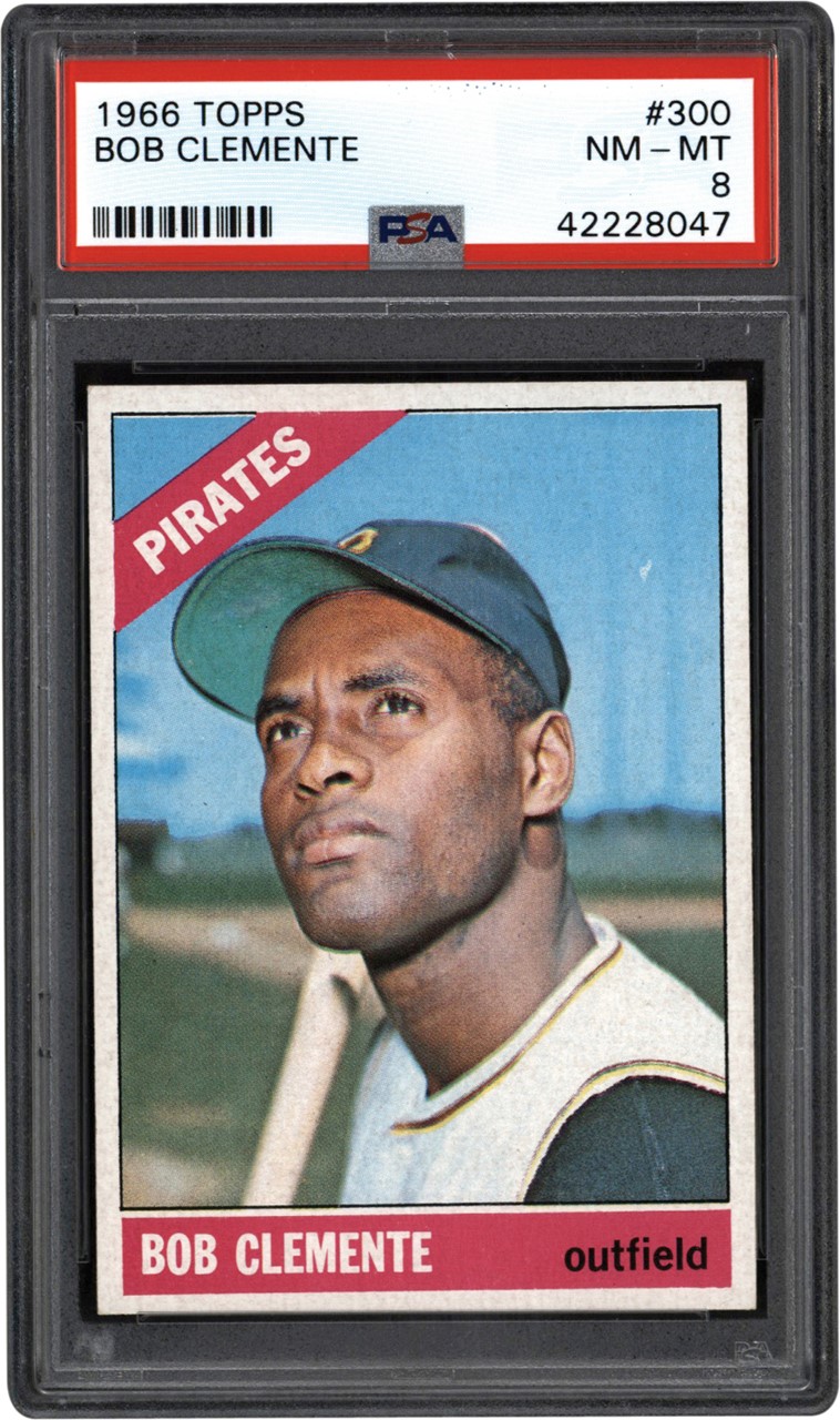 - 1966 Topps Baseball #300 Roberto Clemente Card PSA NM-MT 8