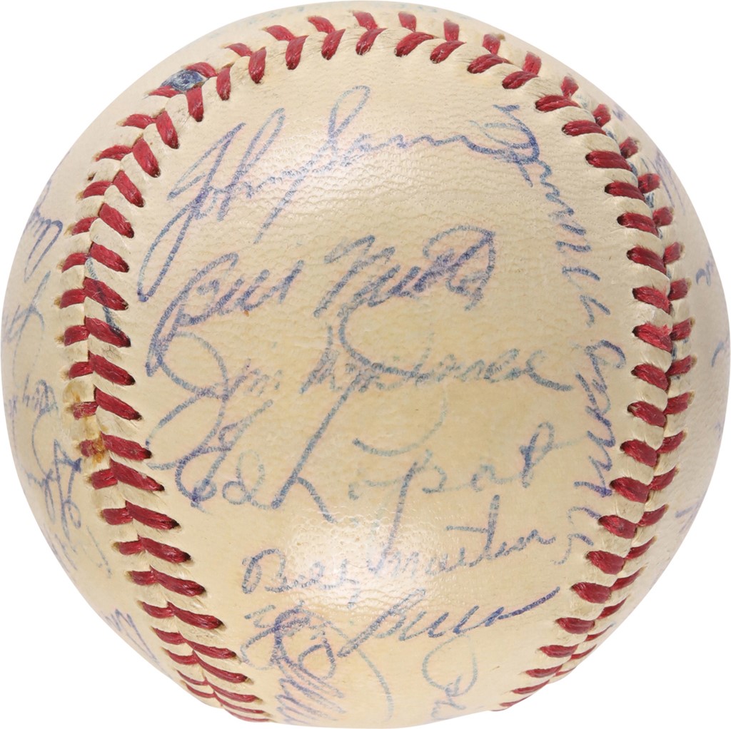 - 1953 New York Yankees World Champions Team-Signed Baseball w/Mantle (26 Signatures)