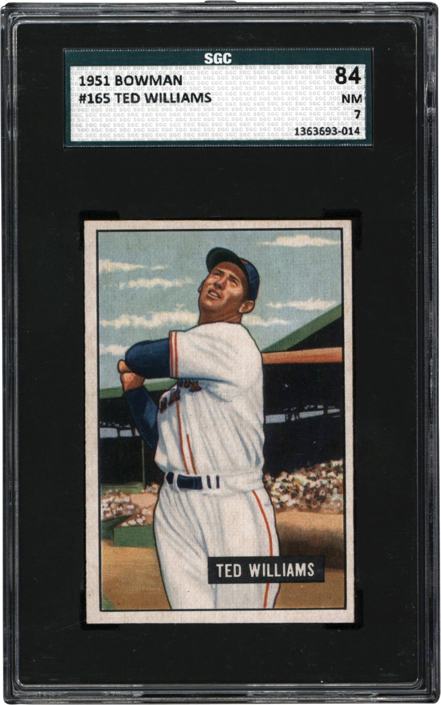 - 1951 Bowman Baseball #165 Ted Williams Card SGC NM 7
