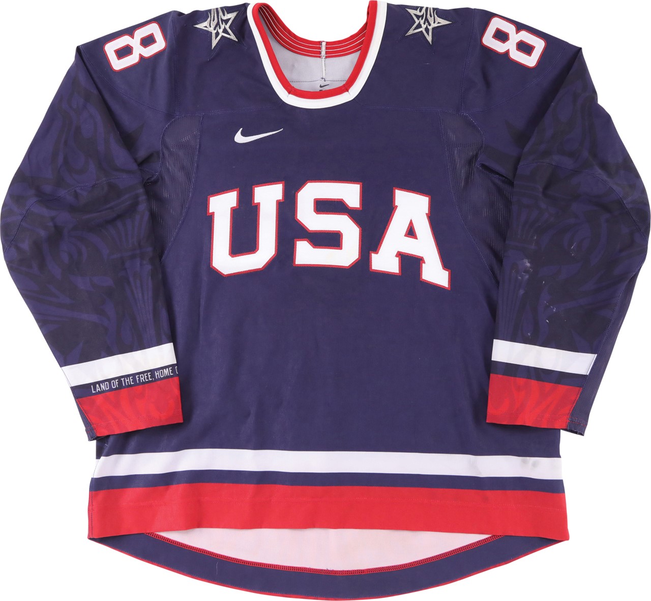 - 2/16/2010 Patrick Kane Team USA Olympics Game Worn Blue Jersey (NHLPA COA)