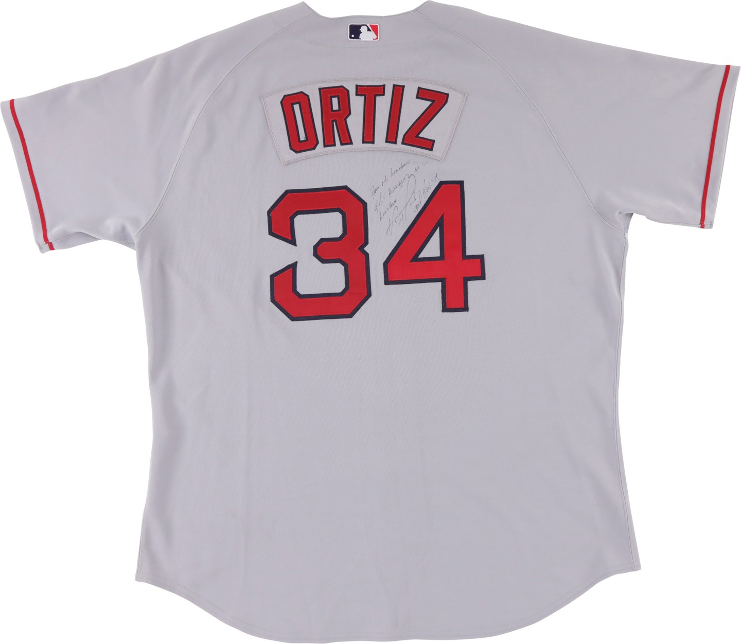 - 2006 David Ortiz Boston Red Sox Game Worn Jersey Inscribed to Pitcher Felix Hernandez (MEARS A10)