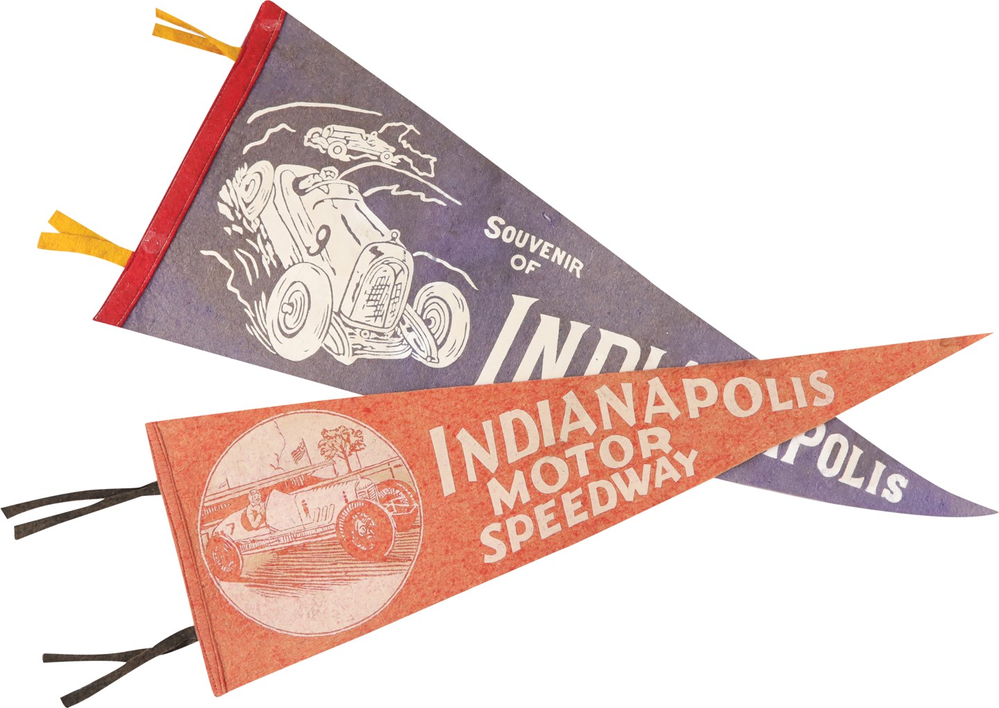 - Two Vintage Indy 500 Felt Pennats