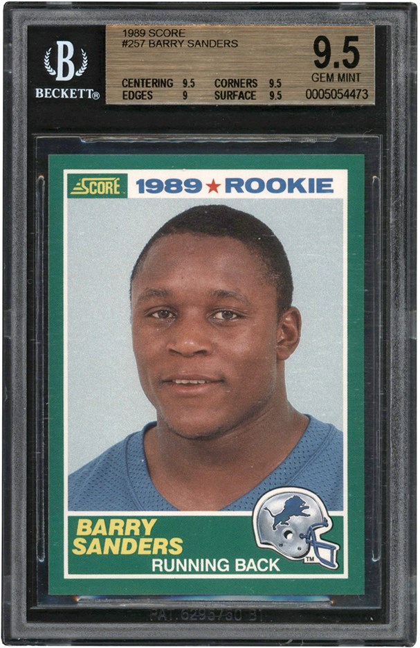- 989 Score Football #257 Barry Sanders Rookie BGS GEM MINT 9.5
