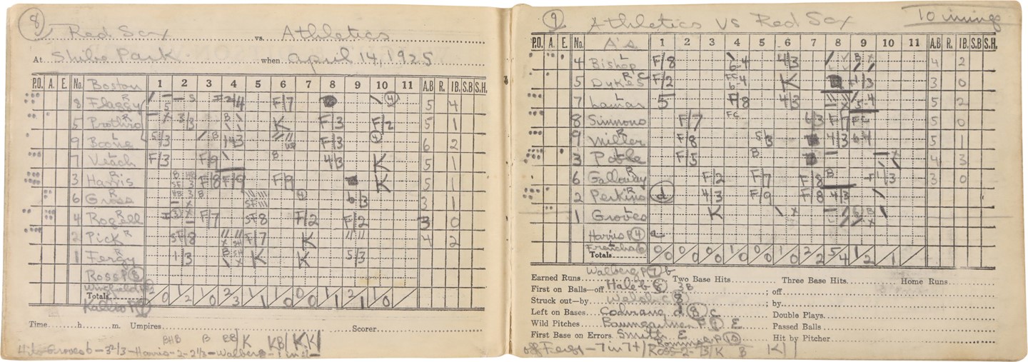- 1925-1926 Victor Official Baseball Score Book w/Lefty Grove's Major League Debut, Plus Ruth, Gehrig, and Cobb