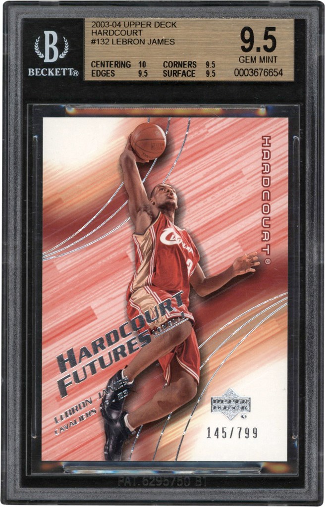 2003-2004 Upper Deck Hardcourt Basketball #132 LeBron James Rookie Card #145/799 BGS GEM MINT 9.5