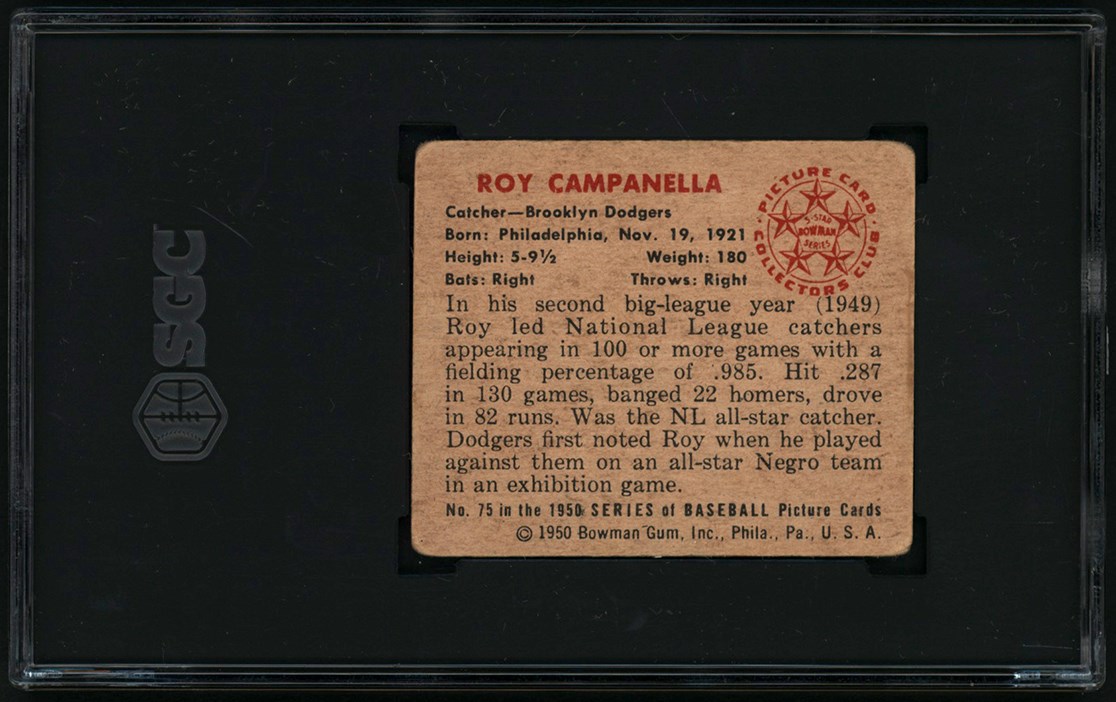  1950 Bowman # 75 Roy Campanella Brooklyn Dodgers