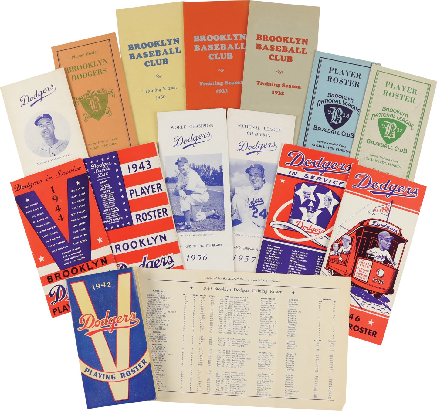 Brooklyn Dodgers 1955 Roster and Spring Itinerary pamphlet