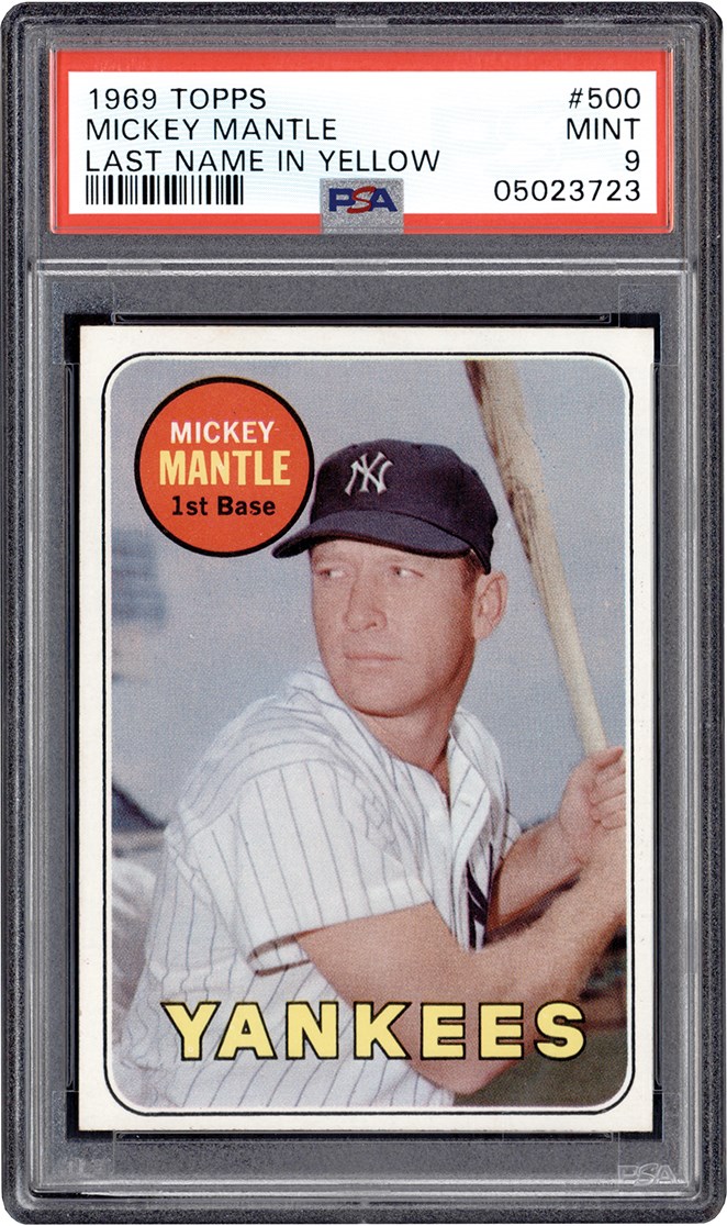 1969 Topps #500 Mickey Mantle (Yellow Letters) PSA MINT 9