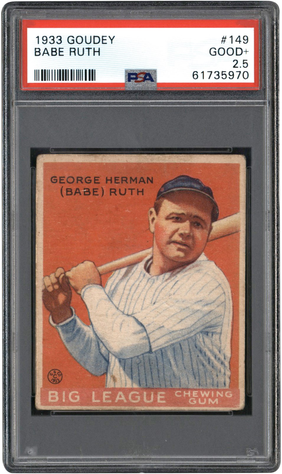1933 Goudey #144 Babe Ruth PSA GD+ 2.5