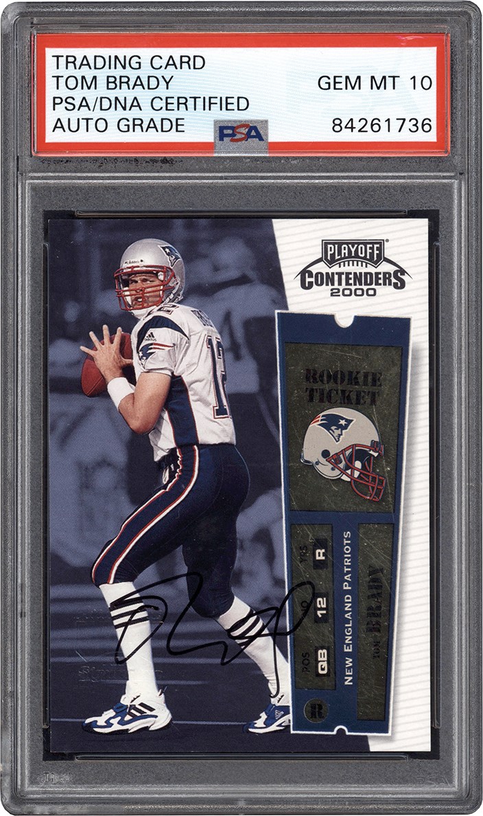 2000 Playoff Contenders Football Rookie Ticket #144 Tom Brady Autograph Rookie Card PSA GEM MINT 10 Auto