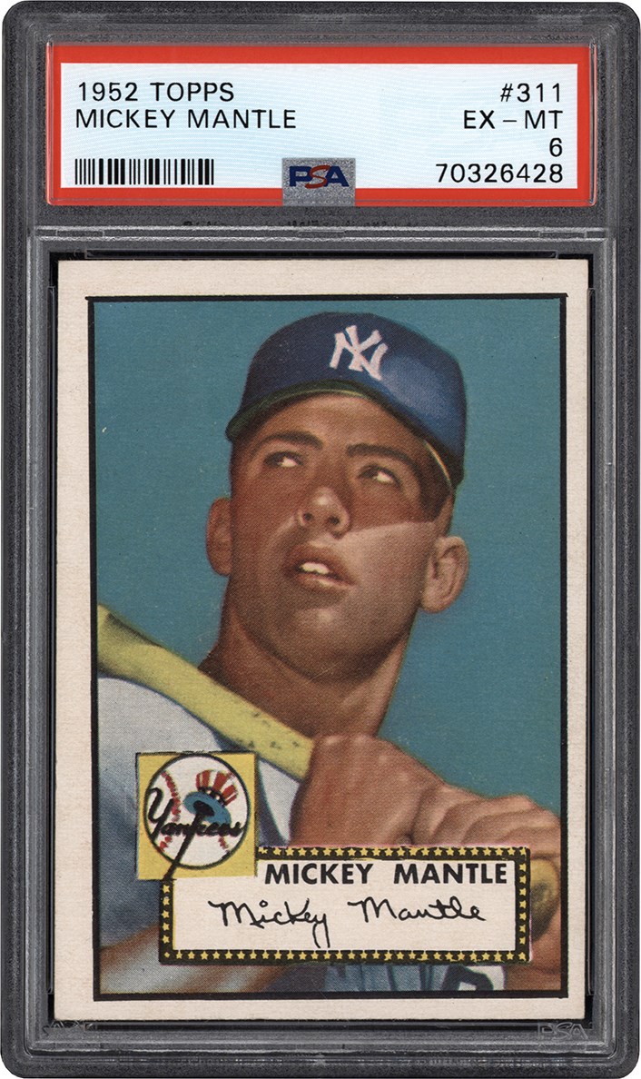 1952 Topps Baseball #311 Mickey Mantle PSA EX-MT 6 - Newly Discovered Example