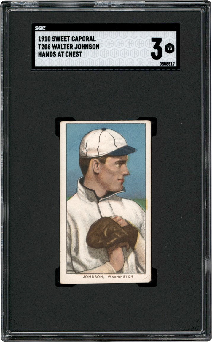 1909-1911 T206 Walter Johnson (Hands At Chest) SGC VG 3