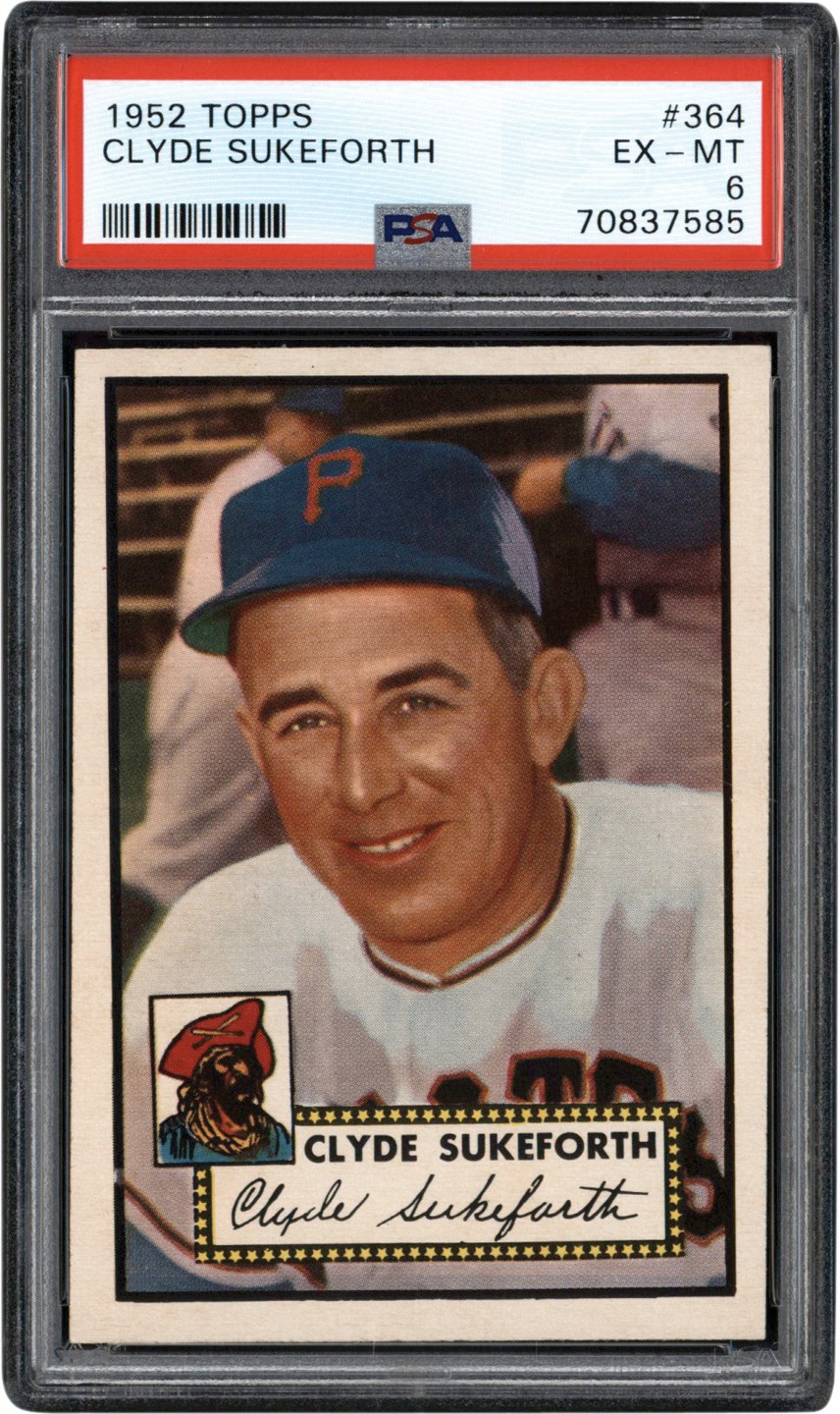 1952 Topps #364 Clyde Sukeforth PSA EX-MT 6 - Newly Discovered Example