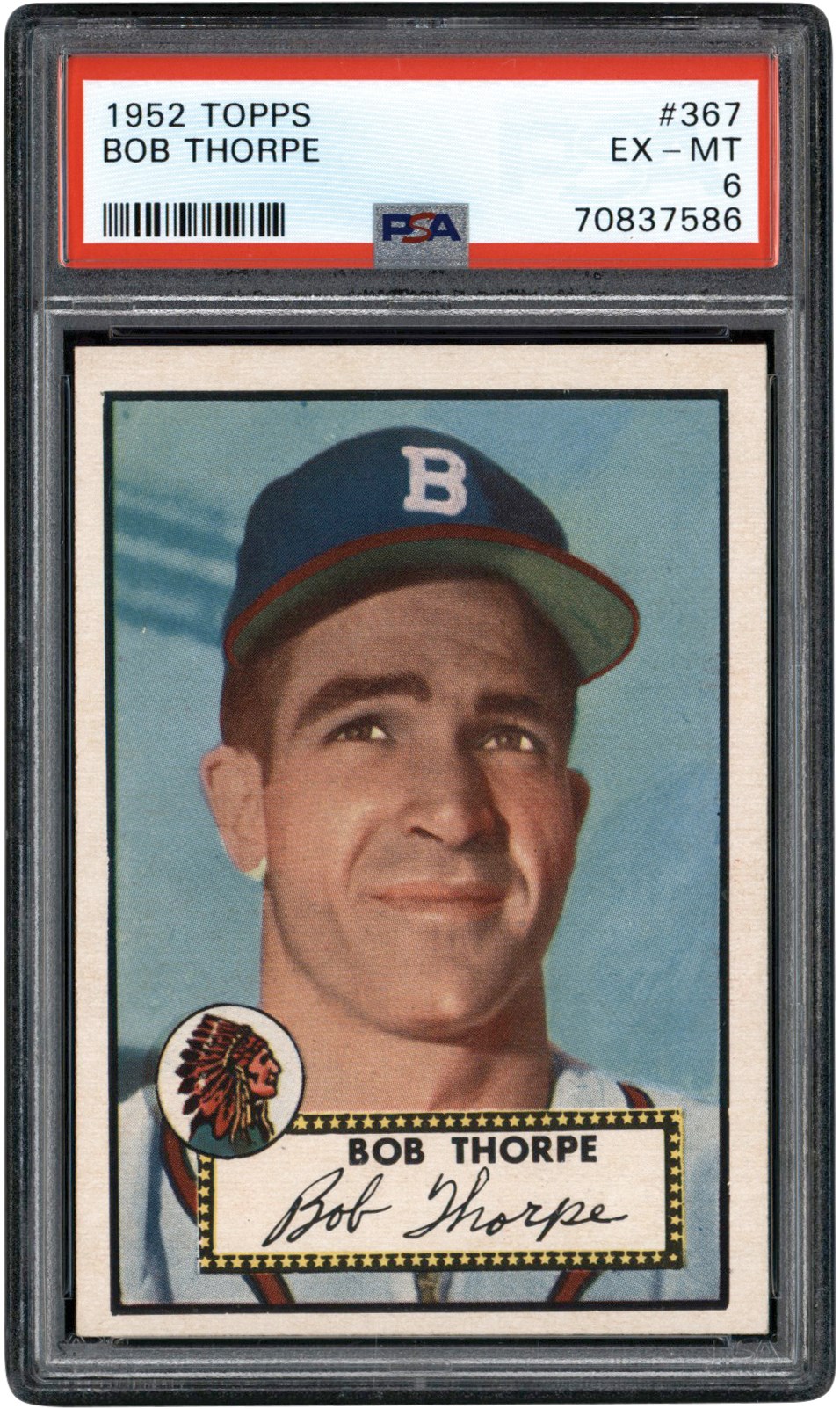 1952 Topps #367 Bob Thorpe PSA EX-MT 6 - Newly Discovered Example