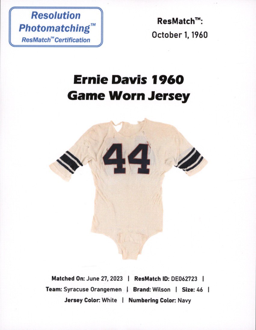 An Ernie Davis game jersey is up for auction