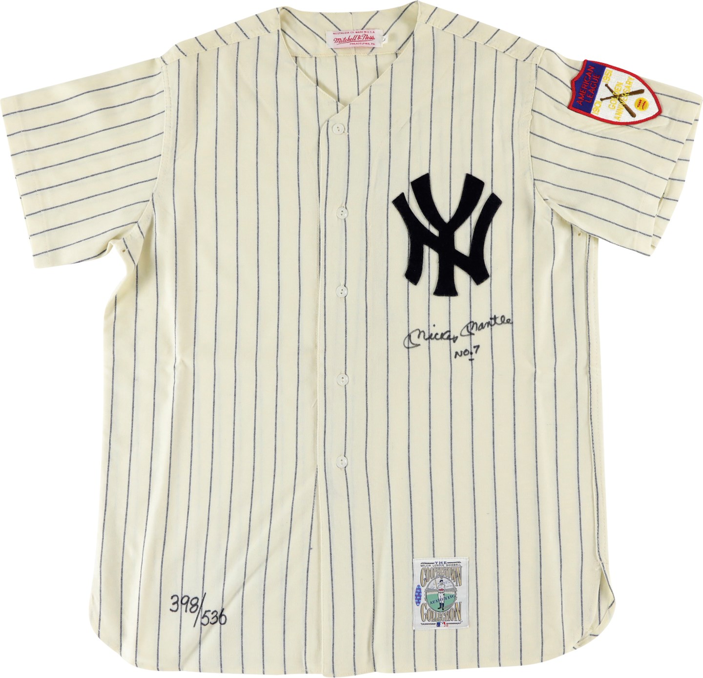 Signed Mickey Mantle Jersey - No 7 Mitchell & Ness Pinstripe PSA