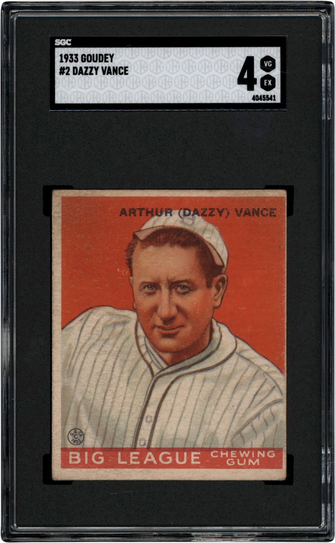 1933 Goudey Baseball #2 Dazzy Vance SGC VG-EX 4