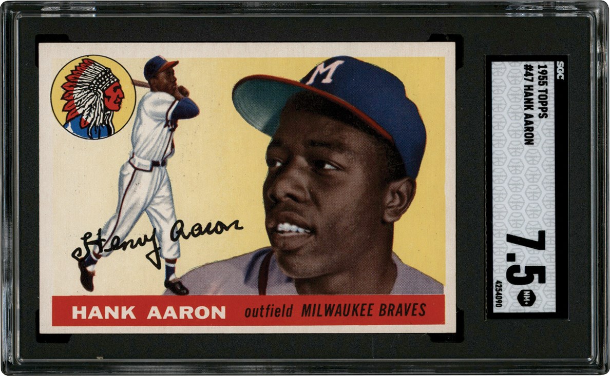 1955 Topps Baseball #47 Hank Aaron SGC NM+ 7.5