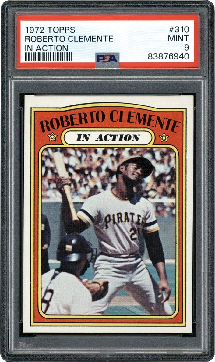 1972 Topps Baseball #310 Roberto Clemente In Action PSA MINT 9