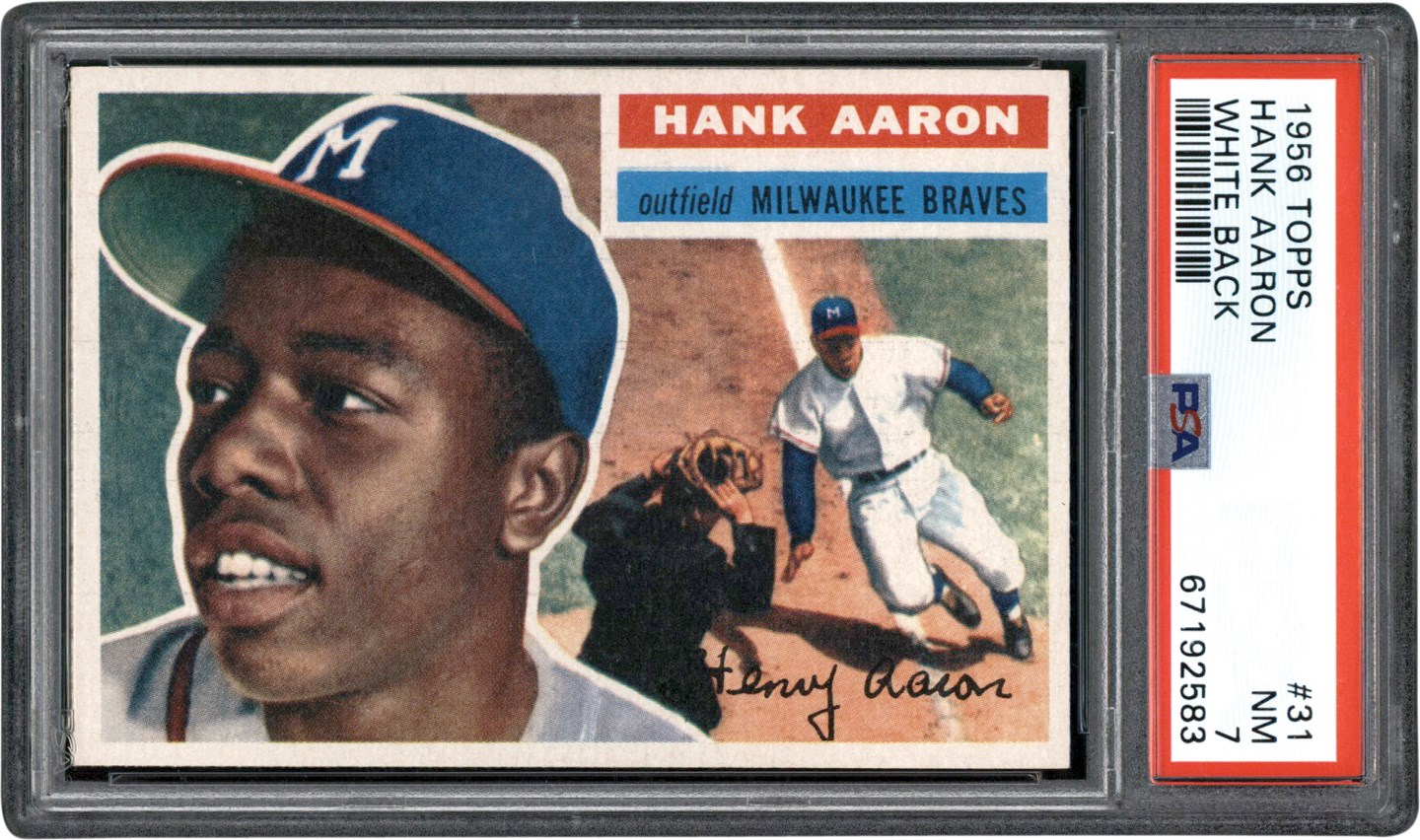 1956 Topps Baseball #31 Hank Aaron White Back PSA NM 7