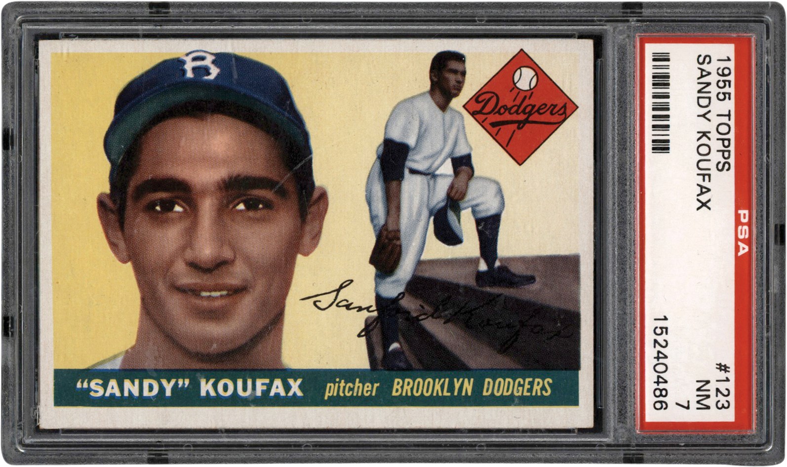 1955 Topps Baseball #123 Sandy Koufax Rookie Card PSA NM 7