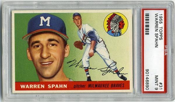 1955 Topps #31 Warren Spahn PSA 9